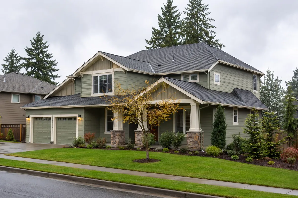 Completed asphalt shingle roof installed by Lioncrest in the Portland metro area