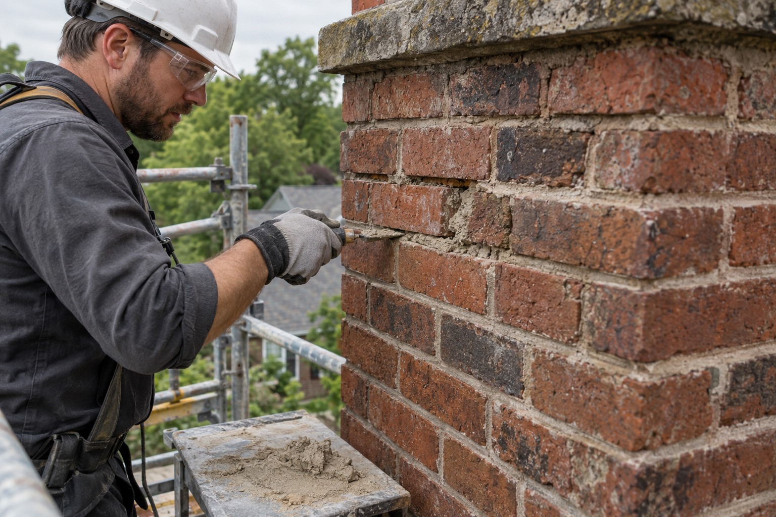 Chimney masonry repair work